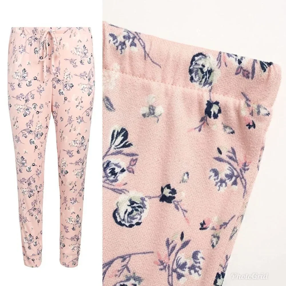 Lucky Brand Pajamas Hacci Pink Floral Sleepwear Joggers